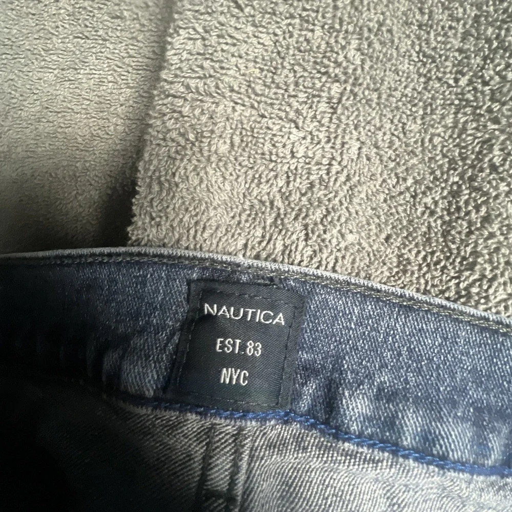 Nautica Jeans Mens 38x32 Blue Dark‎ Wash Cotton Stretch Original Relaxed Fit